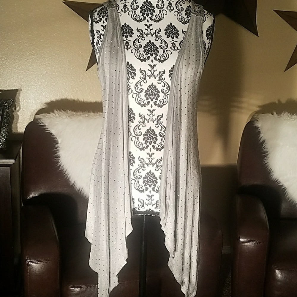 Grey rhinestone vest